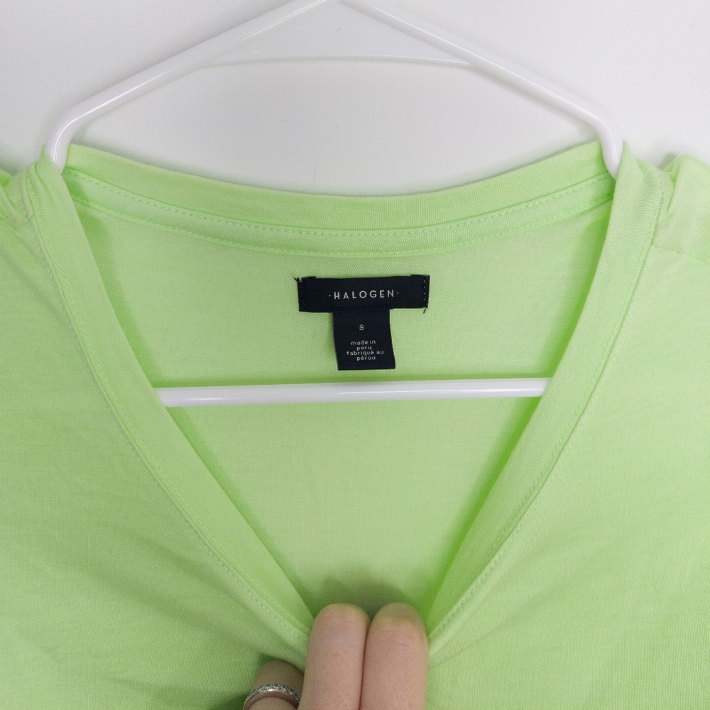 Halogen Women's T-shirt Lime Green Small Top Nordstrom - Picture 4 of 5